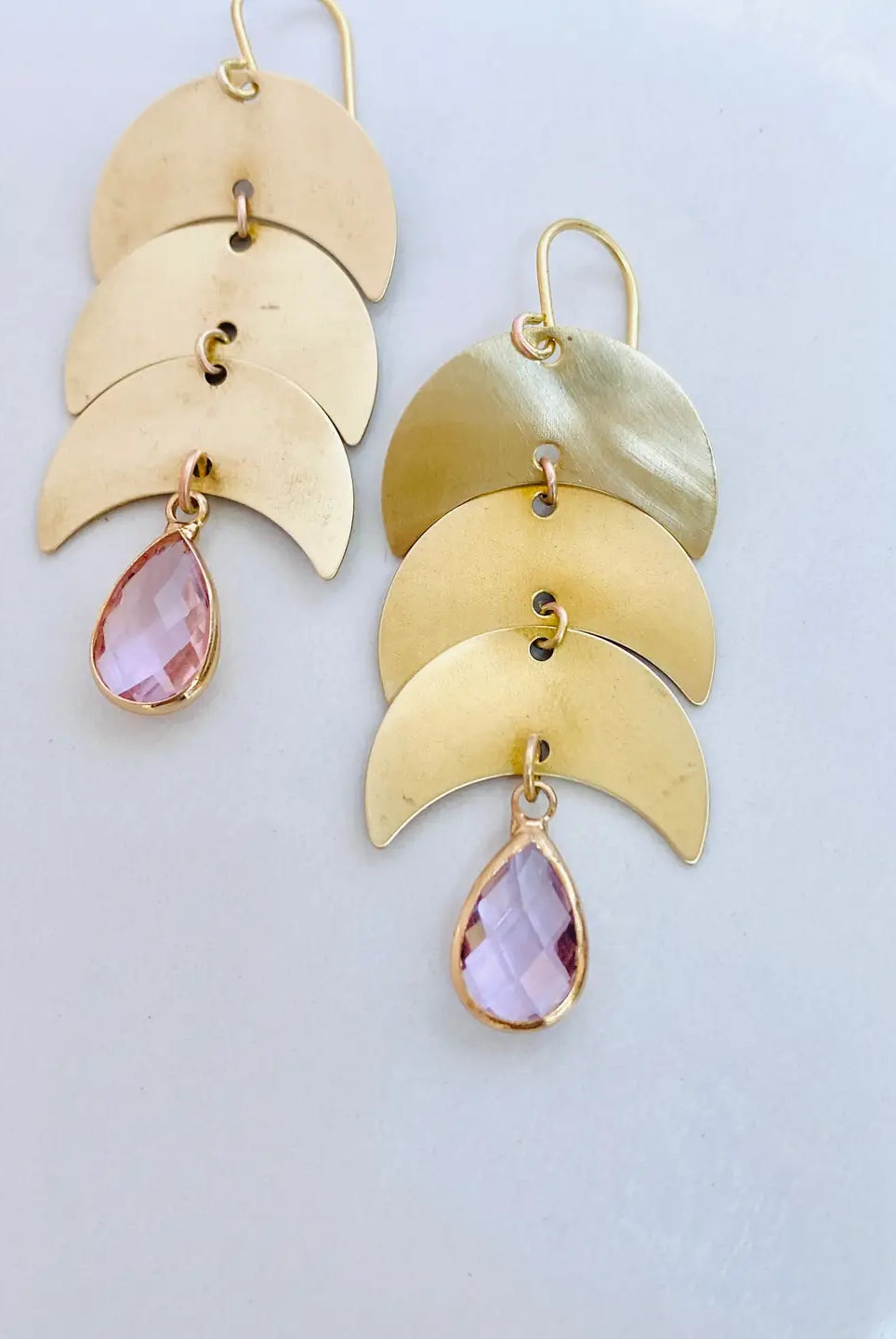 Rose & Lee Co Dusty Rose Pink Moon Earrings Earrings
