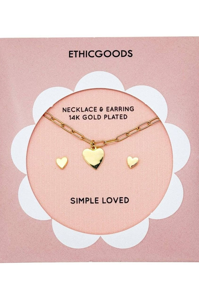 Rose & Lee Co Kids Necklace & Earring Set, Gold Hearts Necklaces