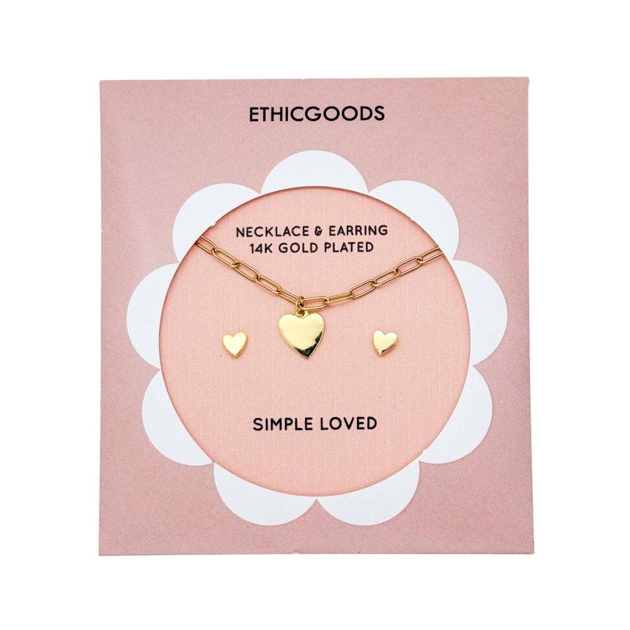 Rose & Lee Co Kids Necklace & Earring Set, Gold Hearts Necklaces