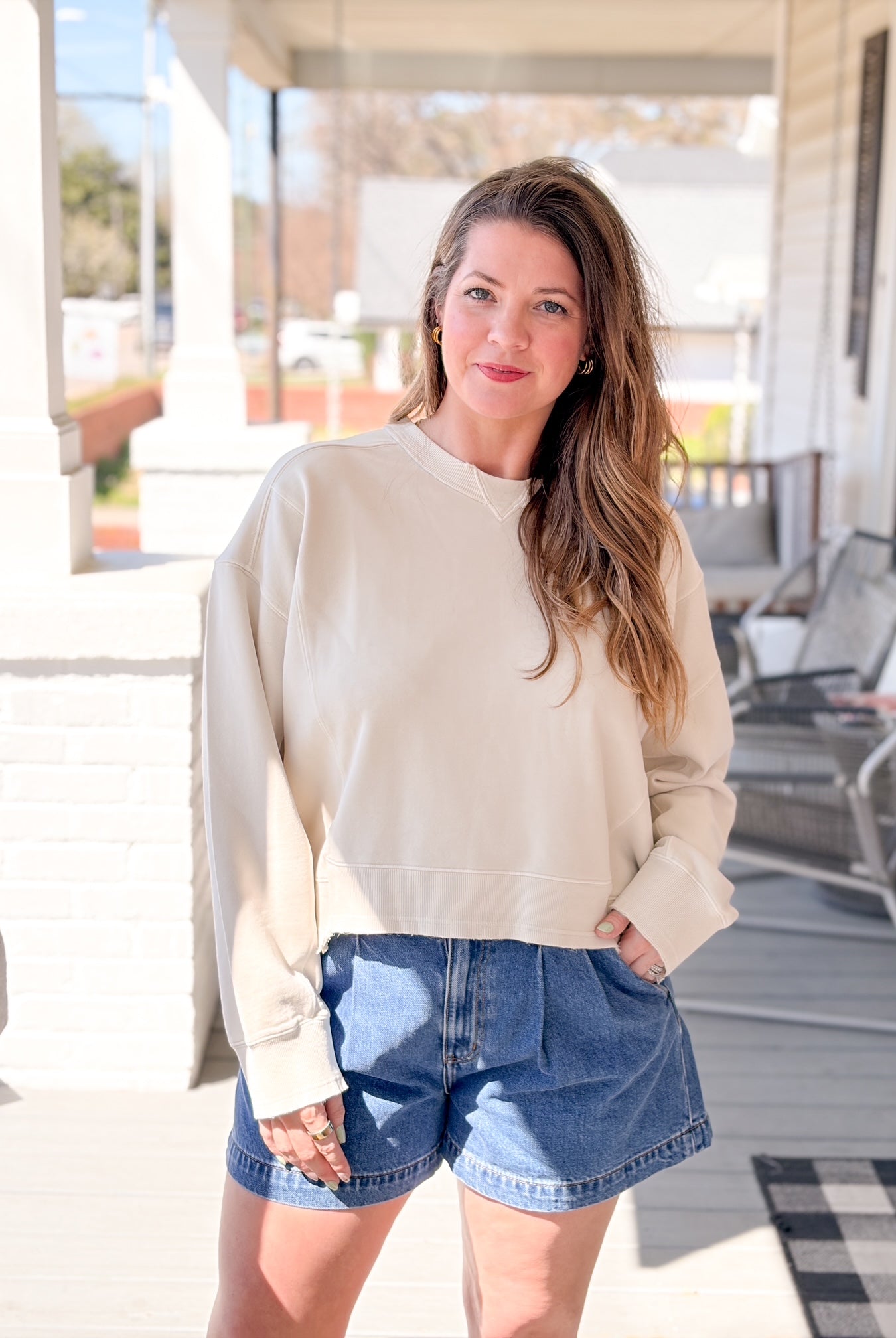 Neutral Long Sleeve Crewneck Sweatshirt