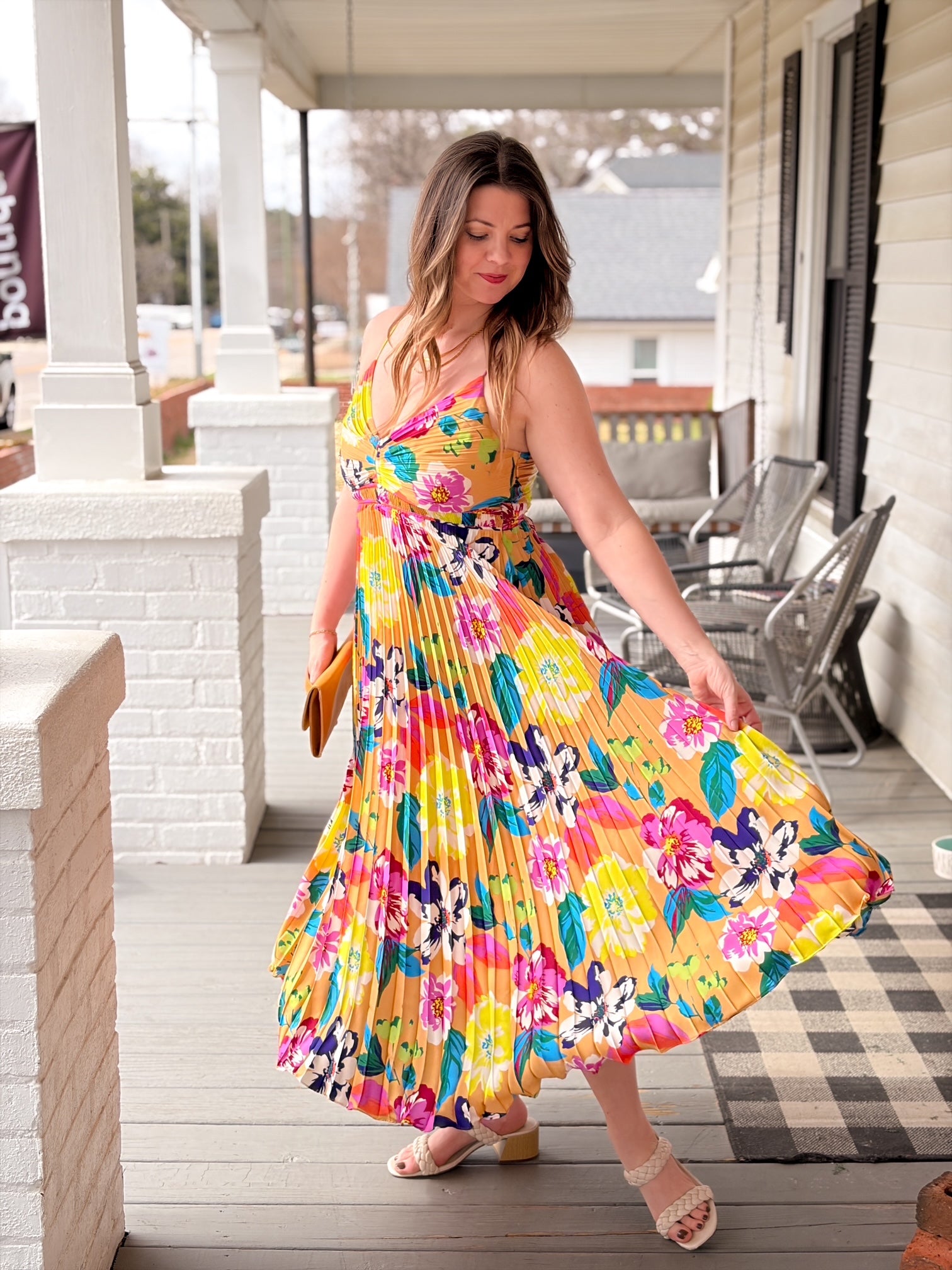 spaghetti strap colorful floral dress