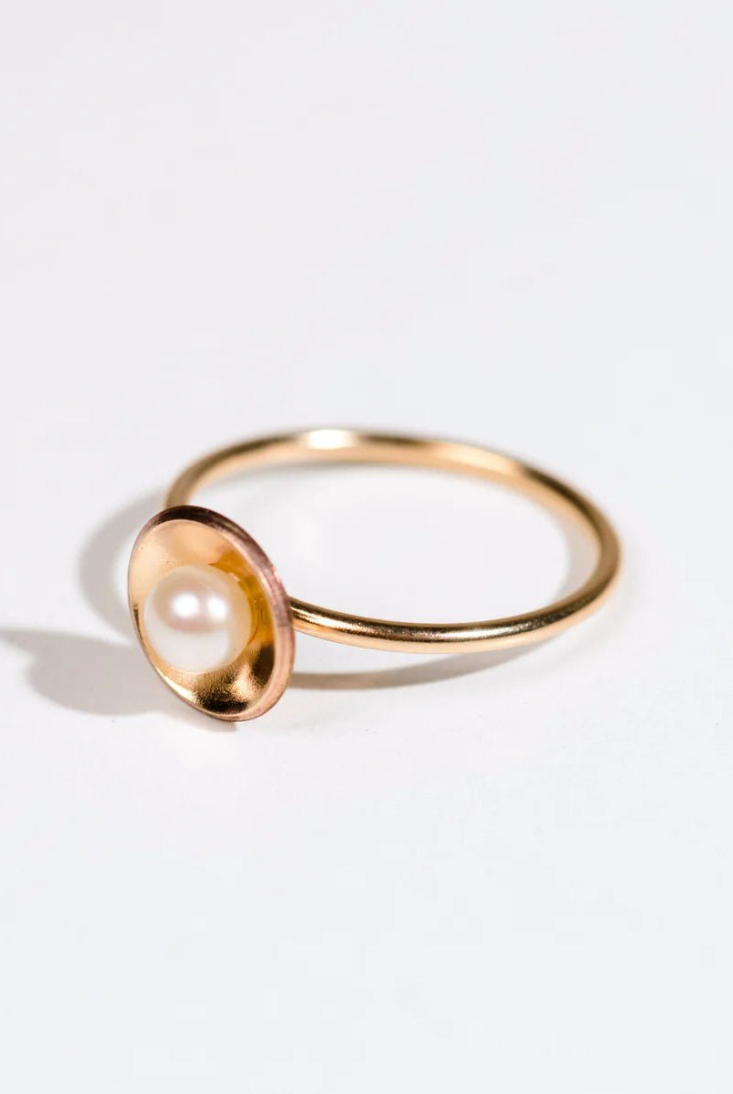 Rose & Lee Co Emma Pearl Dish Ring, Gold - Filled Rings