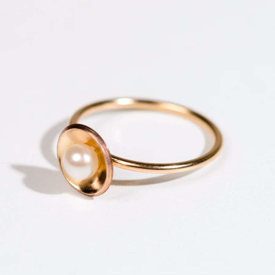 Gold Pearl Dish Ring