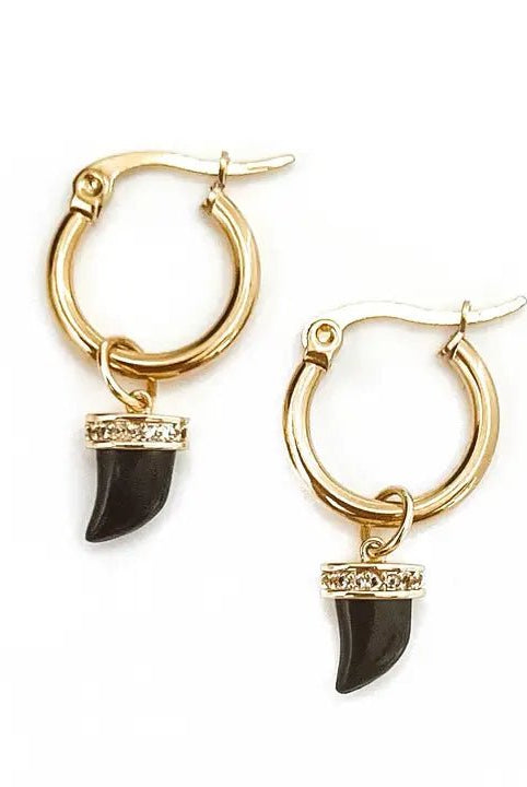 Rose & Lee Co Ethan Horn Hoop Earrings, Gold Earrings