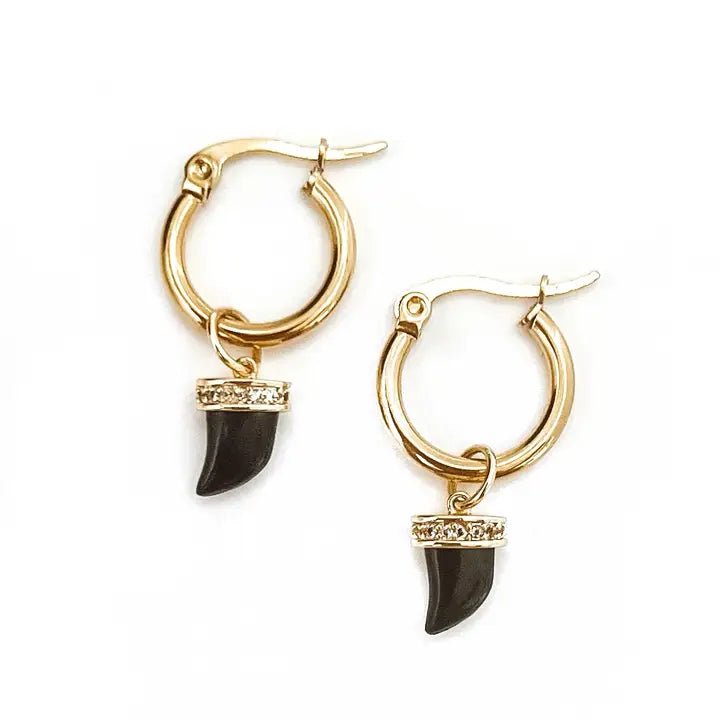Rose & Lee Co Ethan Horn Hoop Earrings, Gold Earrings