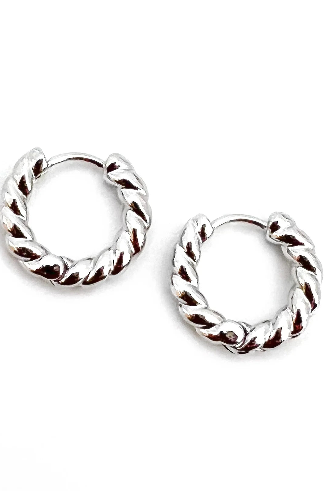 Rose & Lee Co Eunice Twisted Hoop Earrings, Silver Earrings