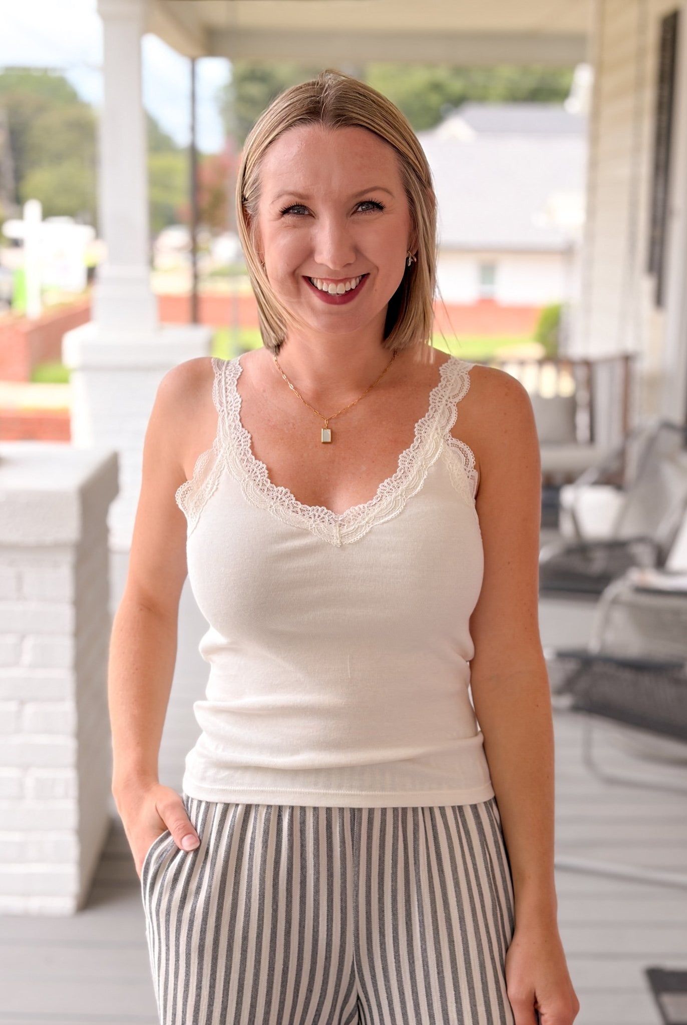 Rose & Lee Co Eve Lace Tank, Sandstone by Z Supply Tanks