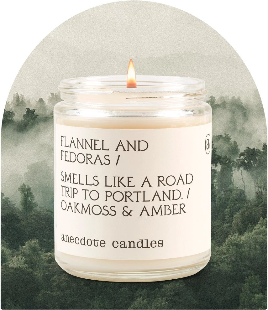 Rose & Lee Co Flannel & Fedoras Candle, Oakmoss & Amber Candles