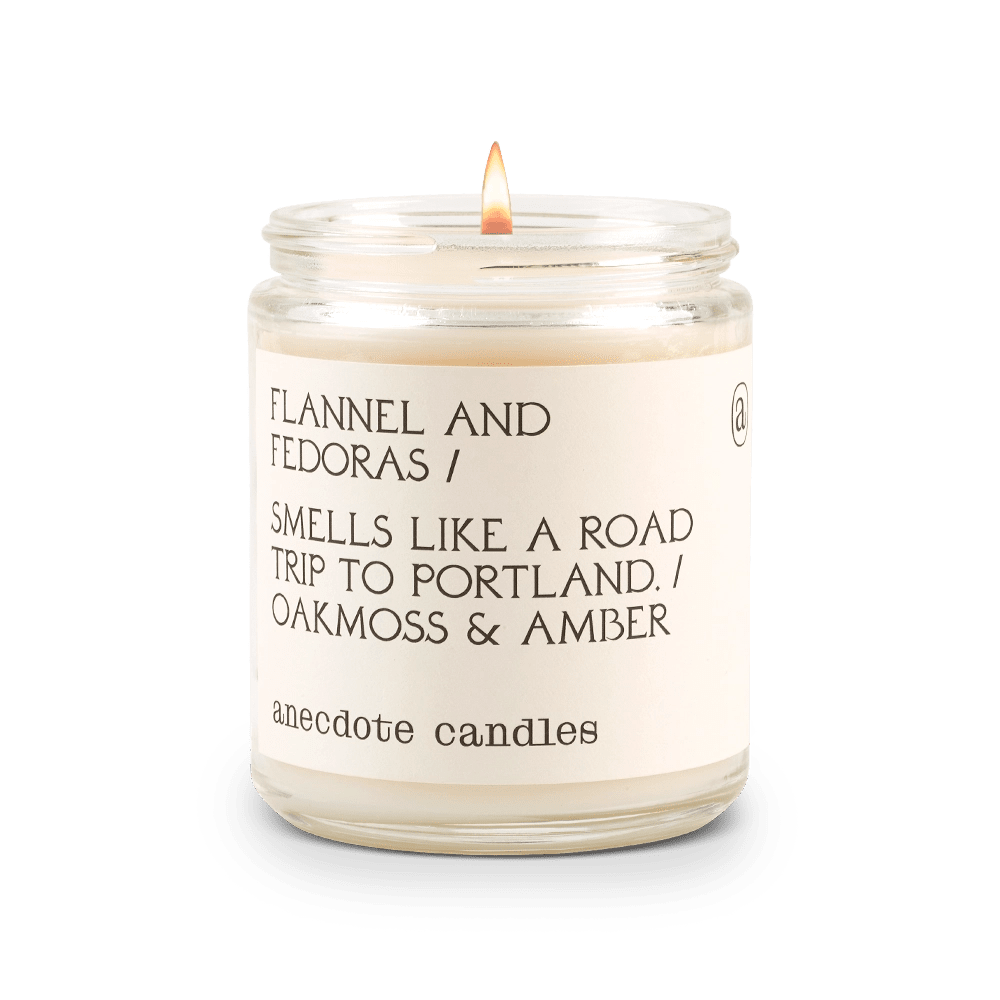 Rose & Lee Co Flannel & Fedoras Candle, Oakmoss & Amber Candles