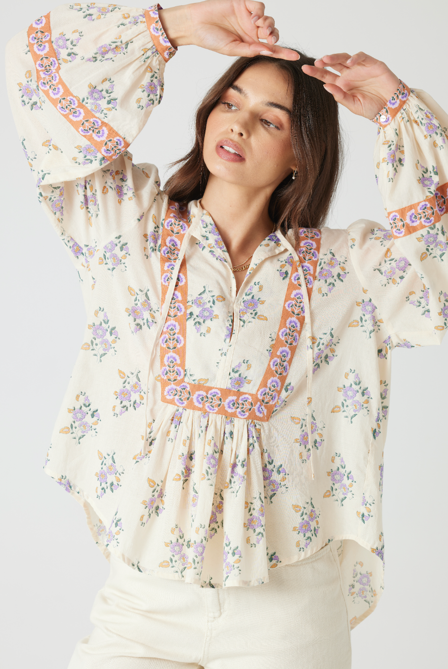 Floral Top with Oversized Sleeves Apex Ethical Boutique