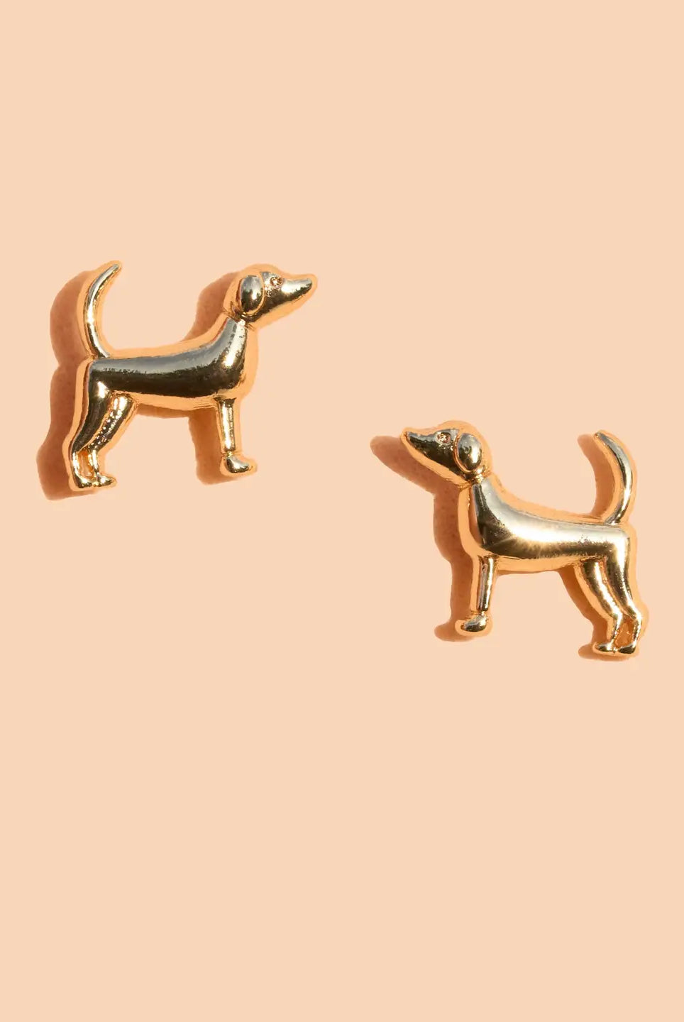 Rose & Lee Co Fortune Dog Studs, 18K Gold Plated Earrings