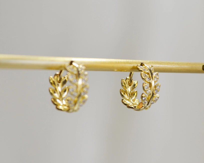 Rose & Lee Co Gold Leaf Huggie Earrings Earrings
