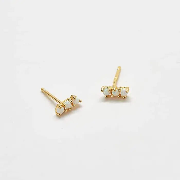 Rose & Lee Co Opal Gold Vermeil Studs Earrings