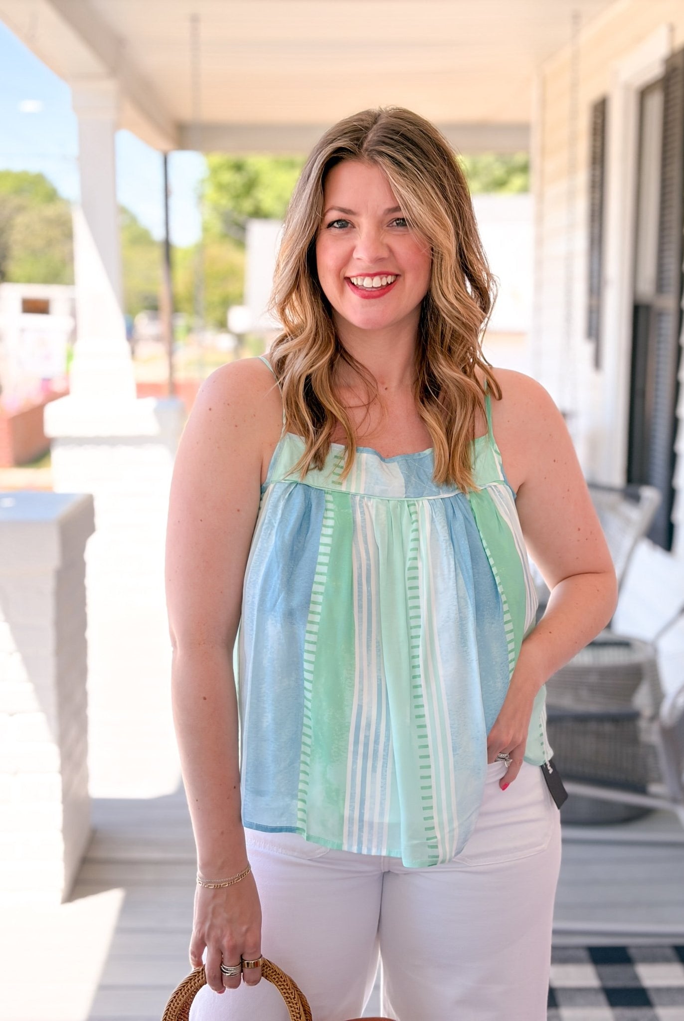 Rose & Lee Co Hadlee Tank, Blue Striped Tanks