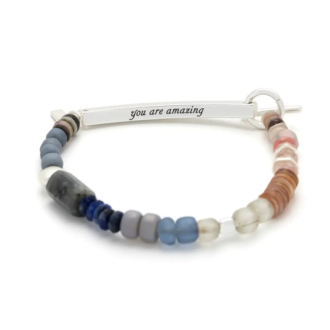 Rose & Lee Co Hidden Message Bracelet, Amazing/Labradorite/Silver Bracelets