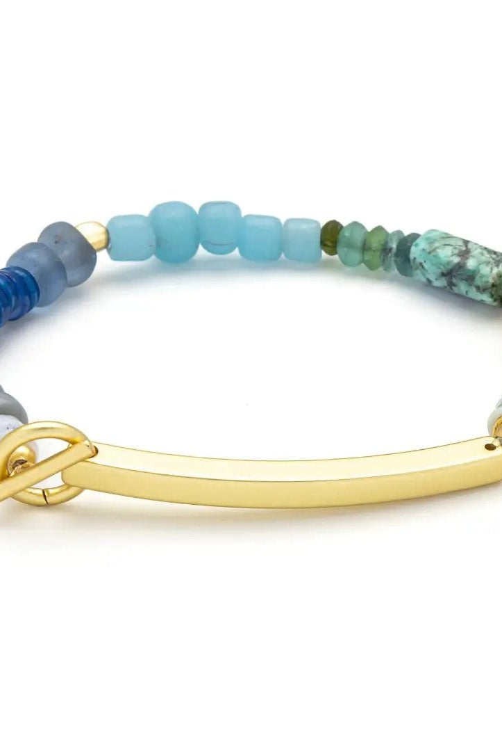 Rose & Lee Co Hidden Message Bracelet, Brave/African Turquoise/Gold Bracelets