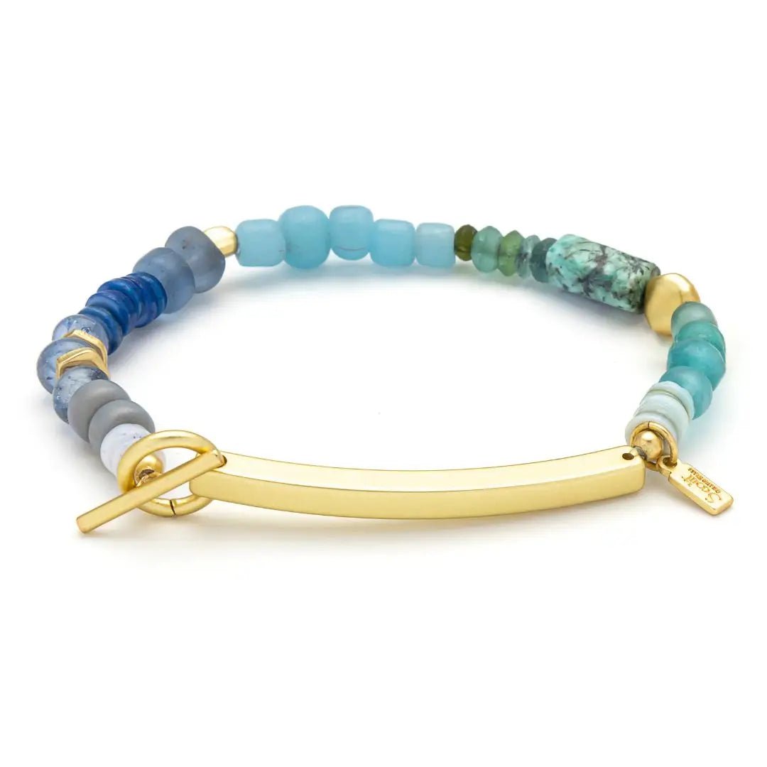 Rose & Lee Co Hidden Message Bracelet, Brave/African Turquoise/Gold Bracelets
