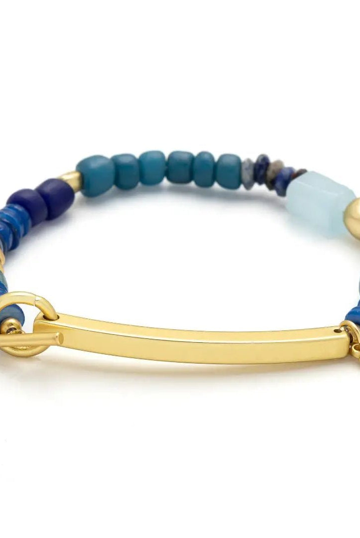 Rose & Lee Co Hidden Message Bracelet, F*cking Awesome/Aquamarine/Gold Bracelets