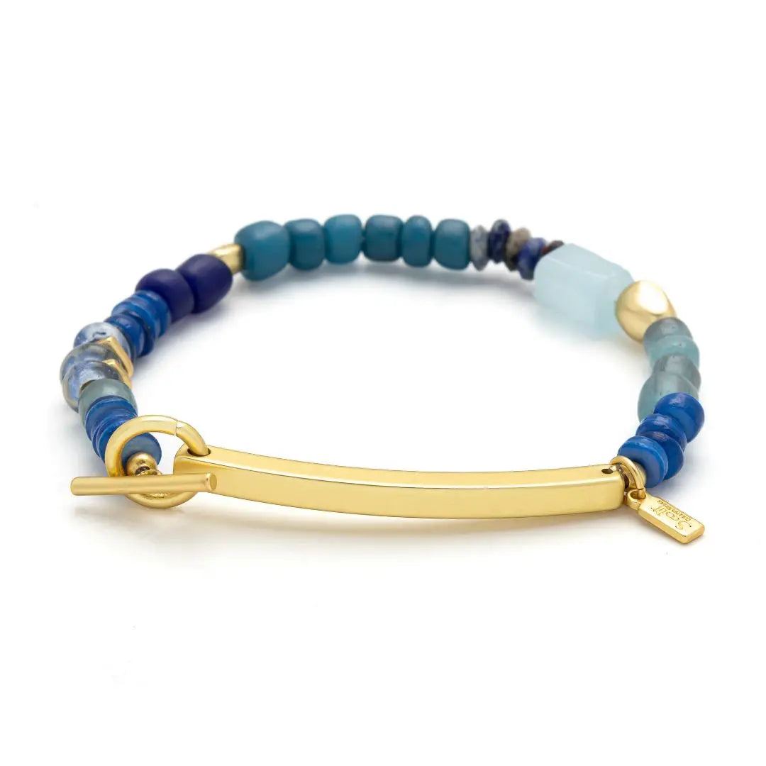 Hidden Message Bracelet, F*cking Awesome/Aquamarine/Gold