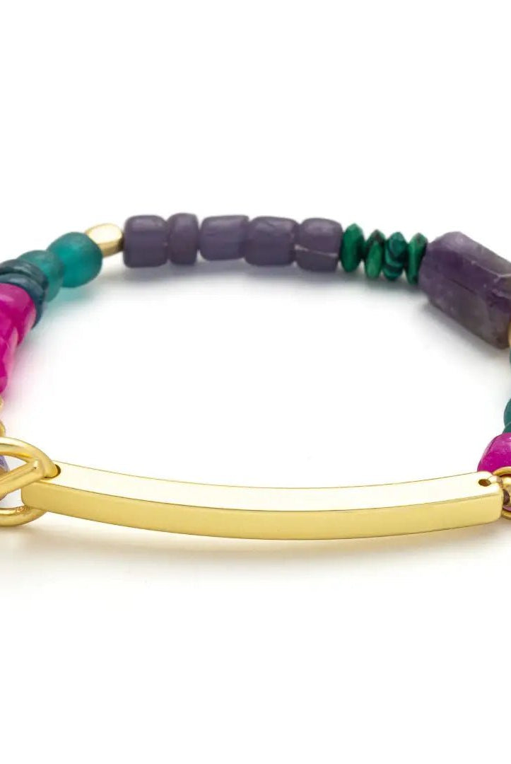 Rose & Lee Co Hidden Message Bracelet, Strong AF/Amethyst/Gold Bracelets