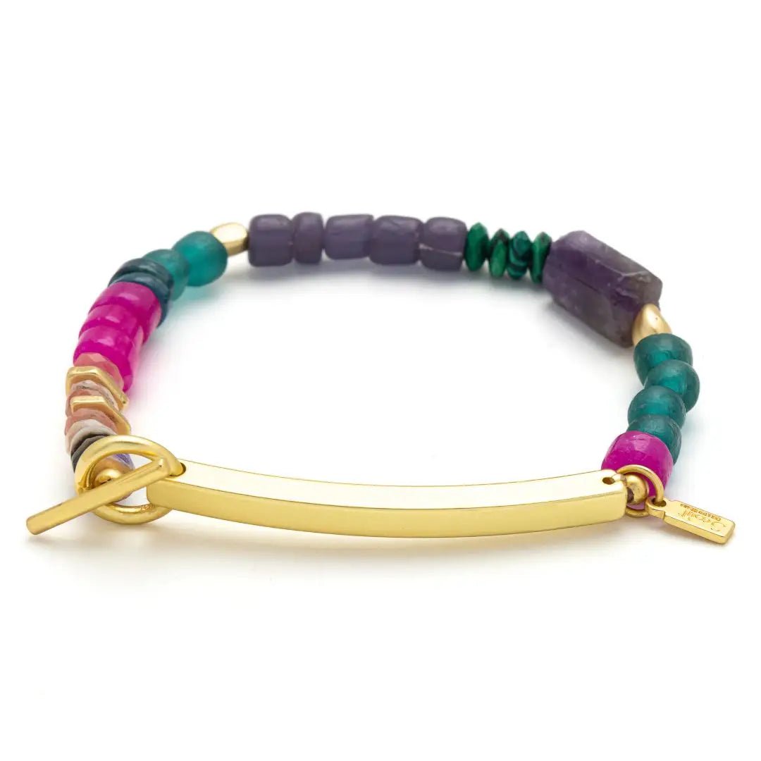 Rose & Lee Co Hidden Message Bracelet, Strong AF/Amethyst/Gold Bracelets