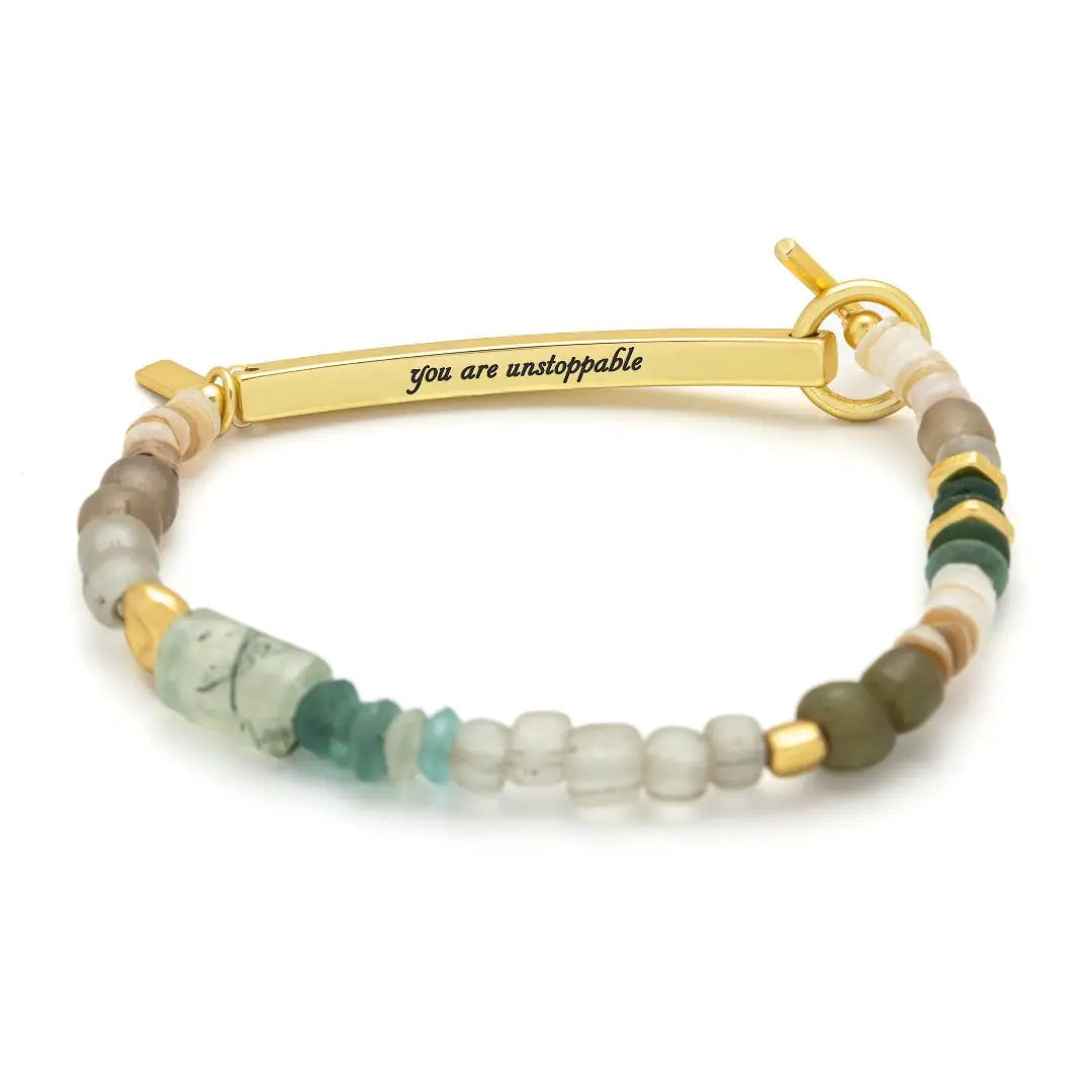 Hidden Message Bracelet, Unstoppable/Chiltonite/Gold