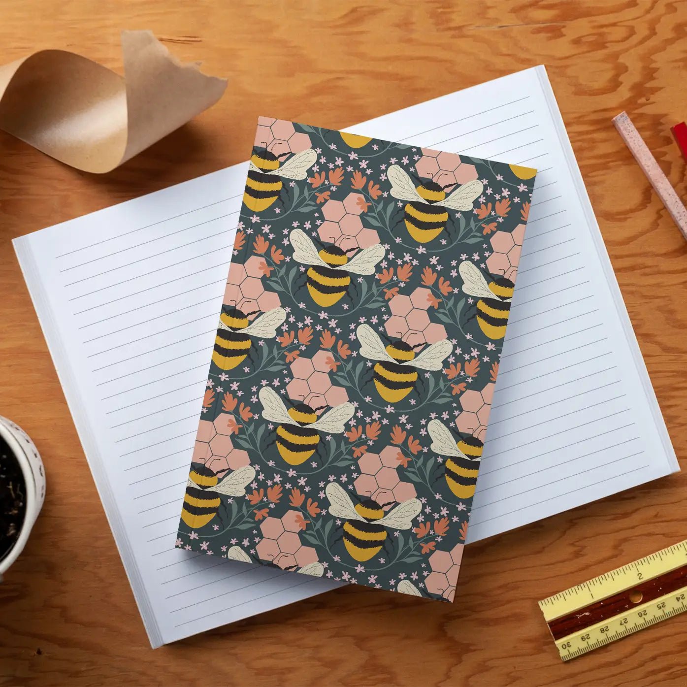 Rose & Lee Co Honeycomb Bee Classic Layflat Journal Notebook Stationery