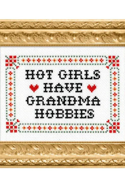 Rose & Lee Co Deluxe Cross Stitch Kit, Hot Girls Have Grandma Hobbies Home & Gifts