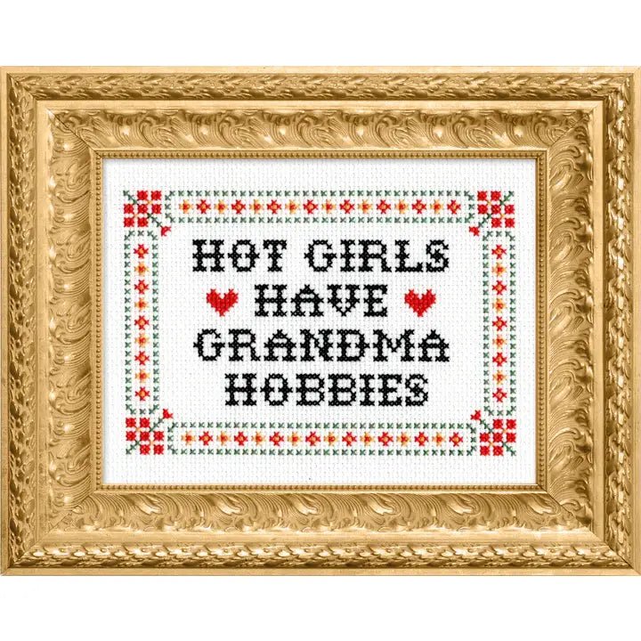 Rose & Lee Co Deluxe Cross Stitch Kit, Hot Girls Have Grandma Hobbies Home & Gifts