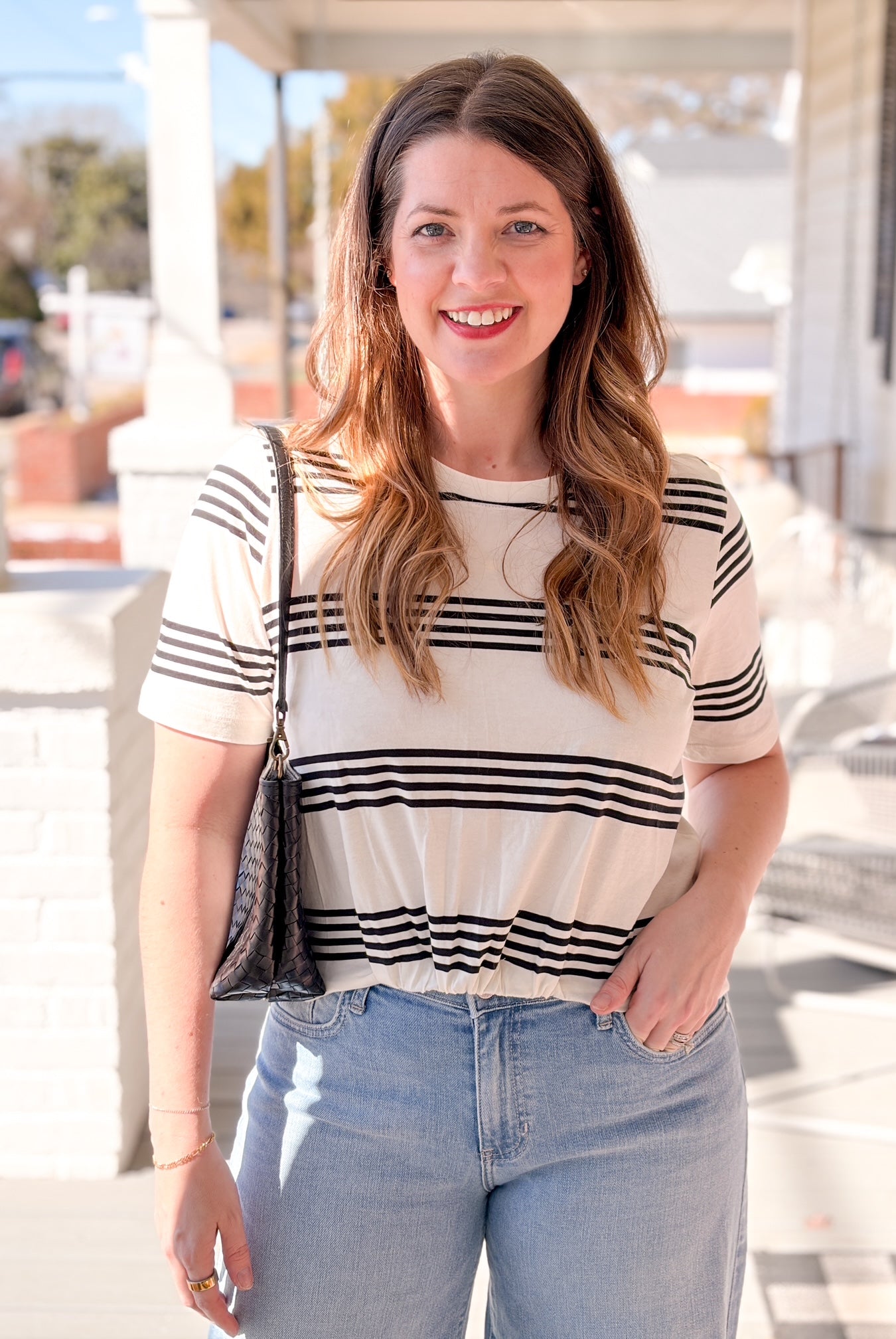 Rose & Lee Co Ingrid Top, Chalk/Black Stripe by Sanctuary short sleeve