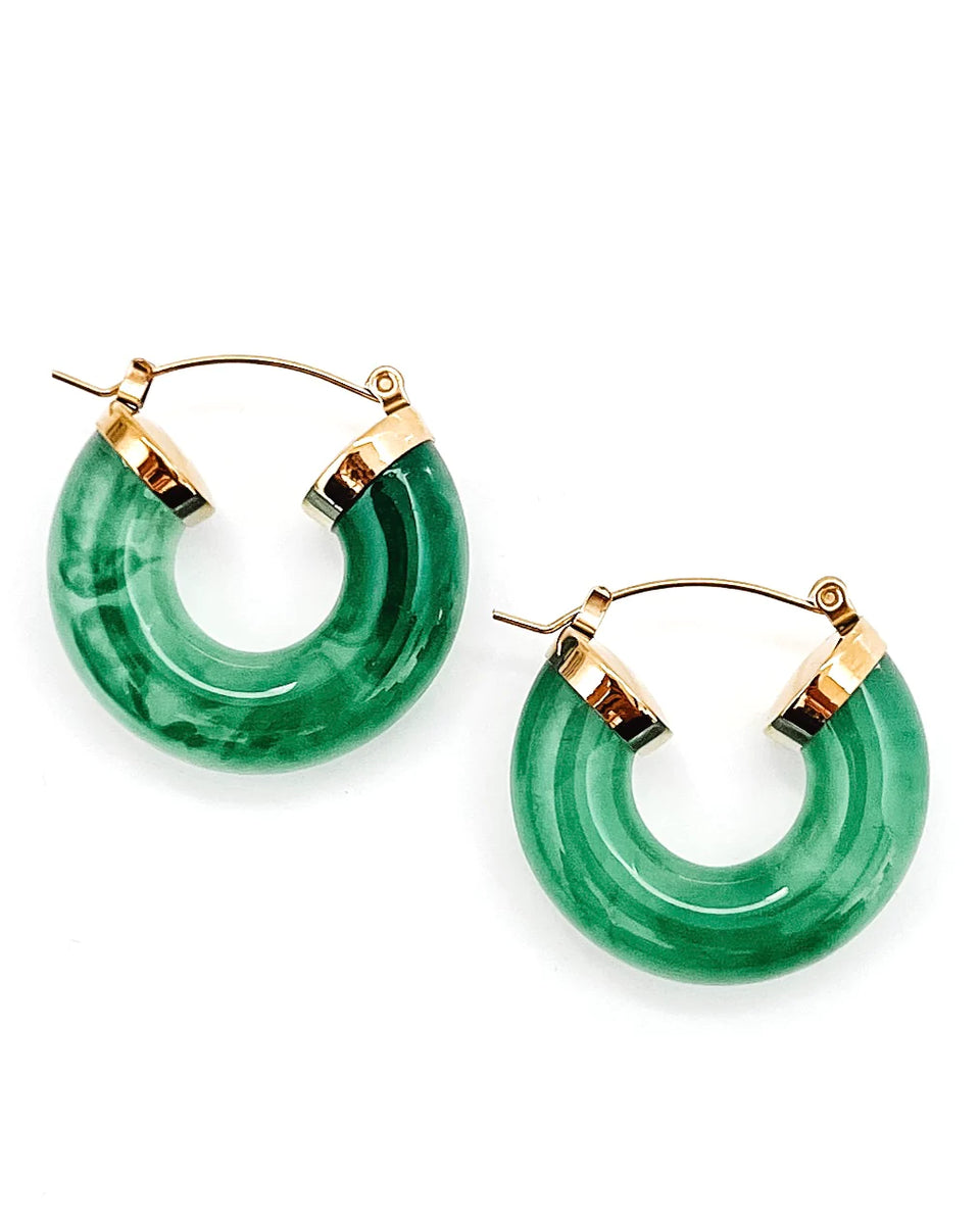 Ellbelle Chunky Acrylic Earring Hoops Jade ROSE & LEE CO. Rose
