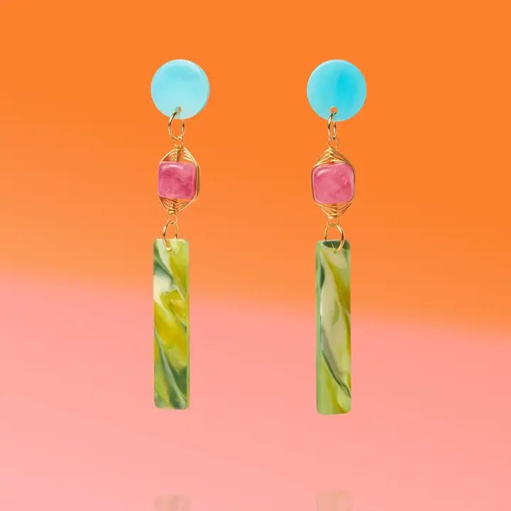 Rose & Lee Co Jade Tropical Dangles Earrings