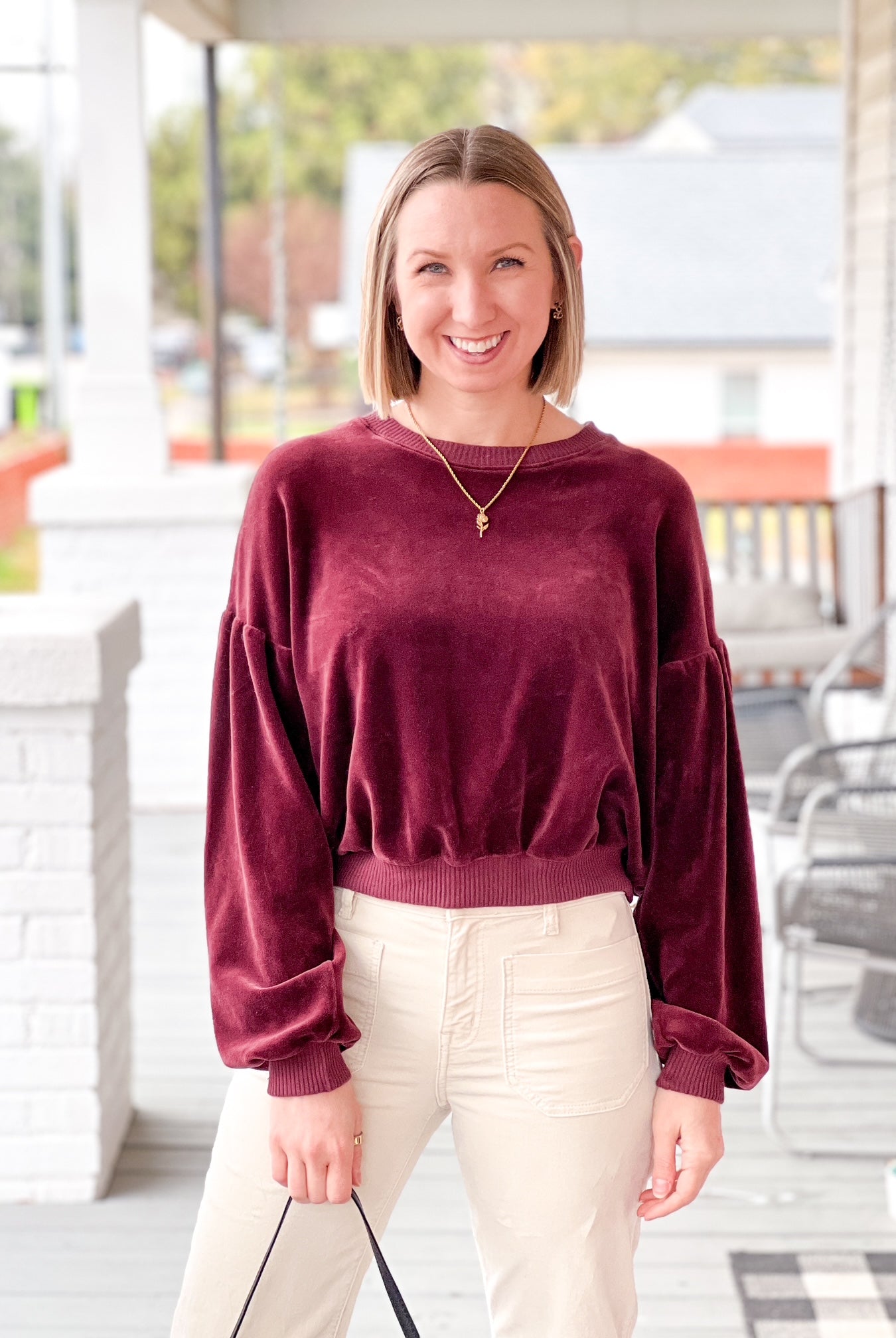 Burgundy Velour Sweatshirt