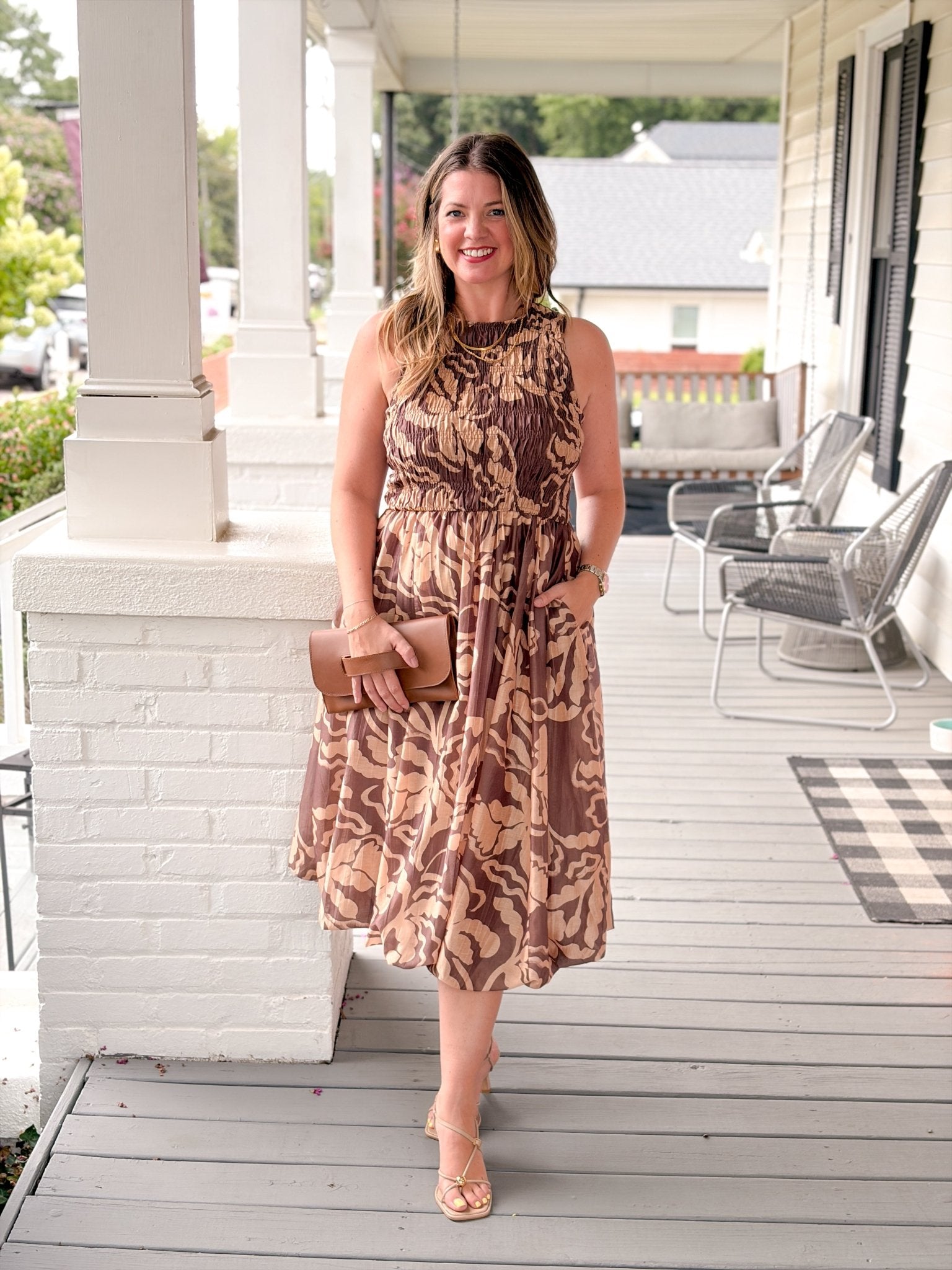 Rose & Lee Co Julie Dress, Oak/Beige Event Dress