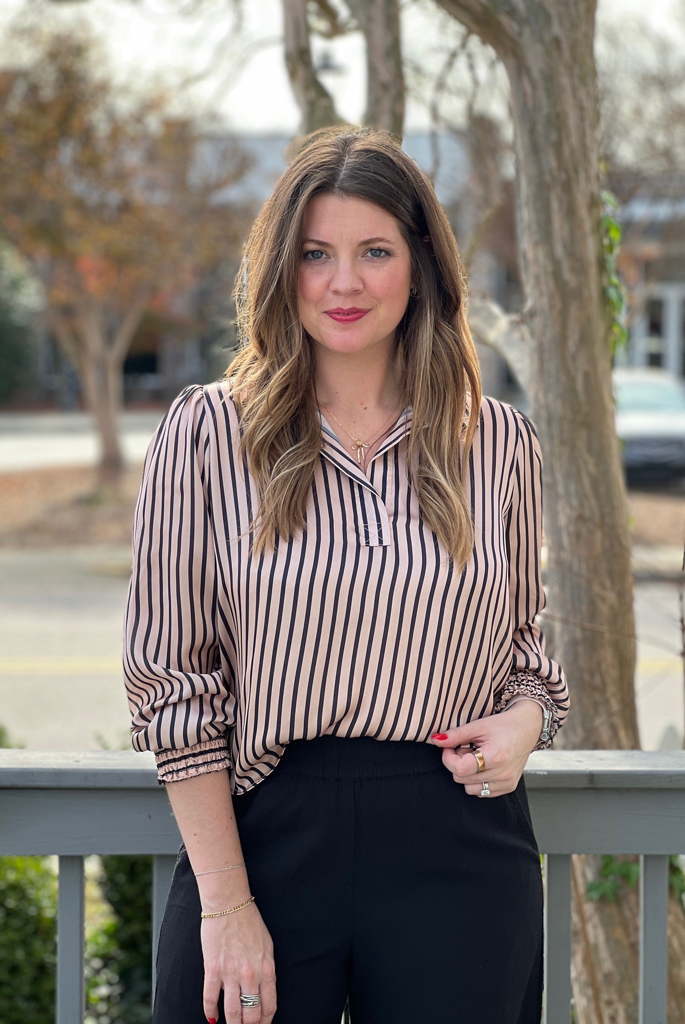 Rose & Lee Co Kat Top, Goldie Stripe Work Tops