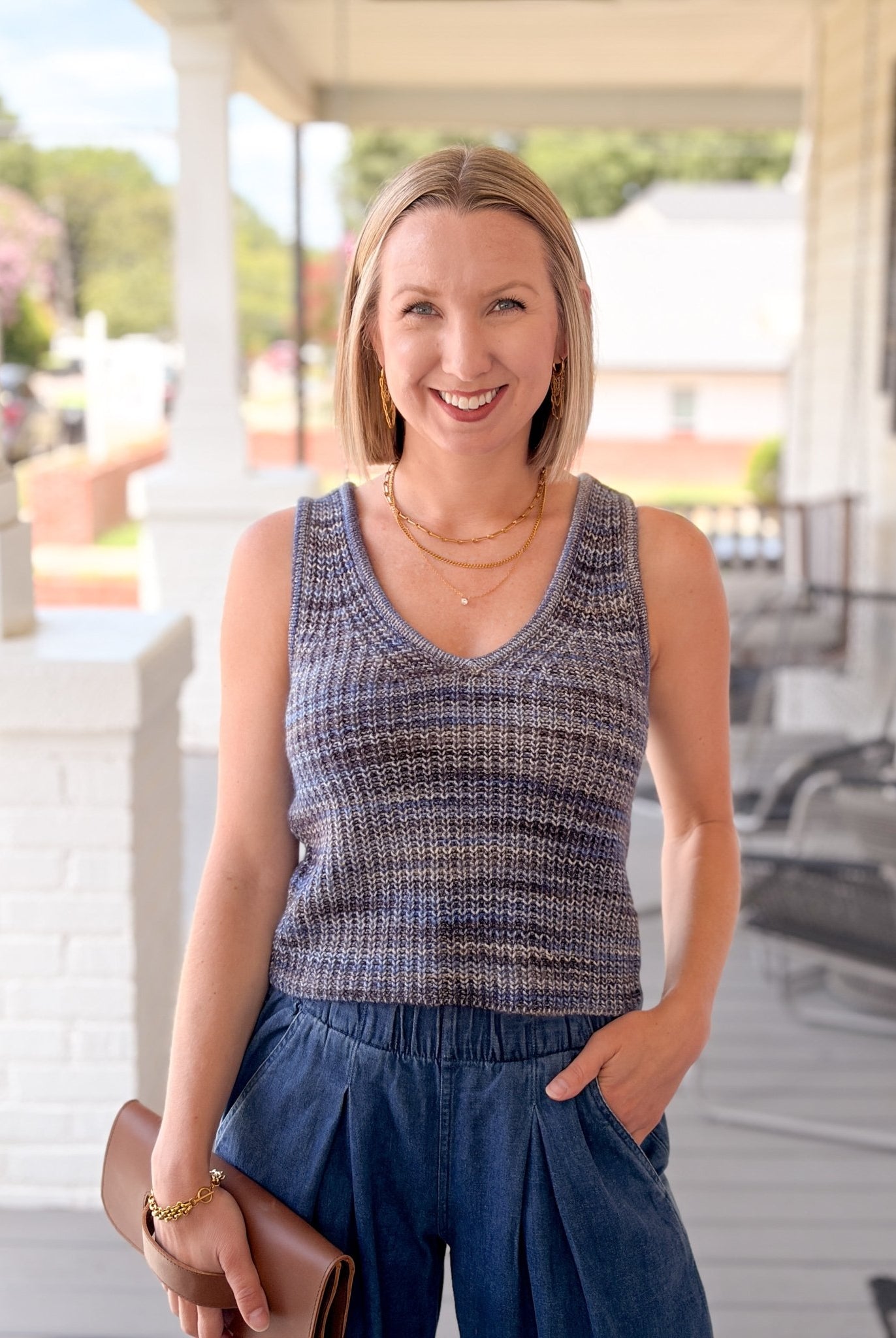 Rose & Lee Co Keily Tank, Blue Multi Tanks