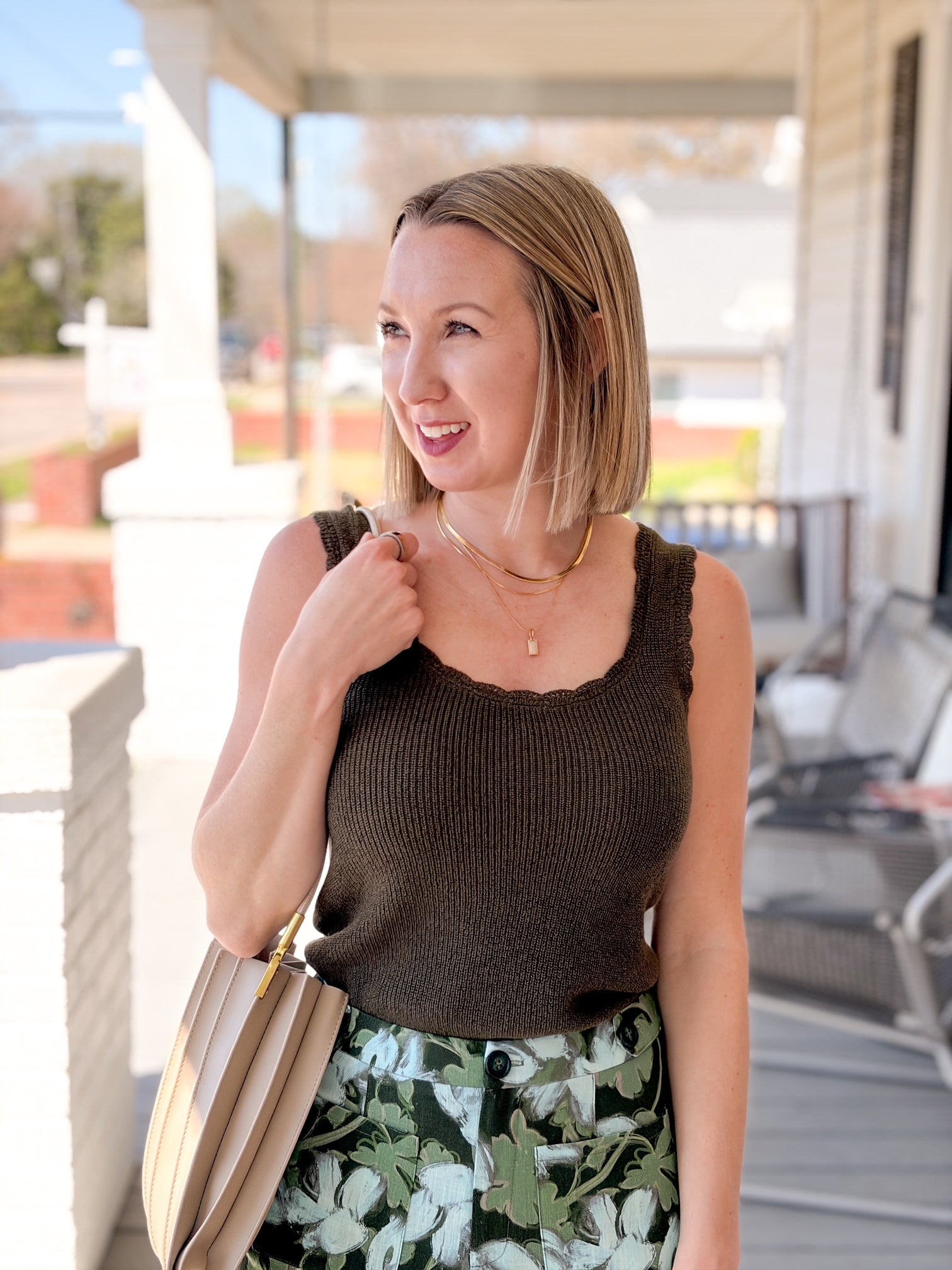 dark green scoop neck tank top