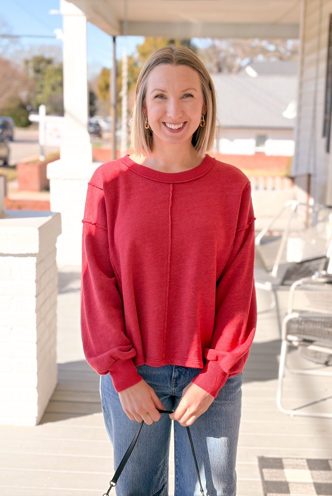 Rose & Lee Co Livy Pullover, Persimmon Red by Project Social T Sweatshirt & Hoodies