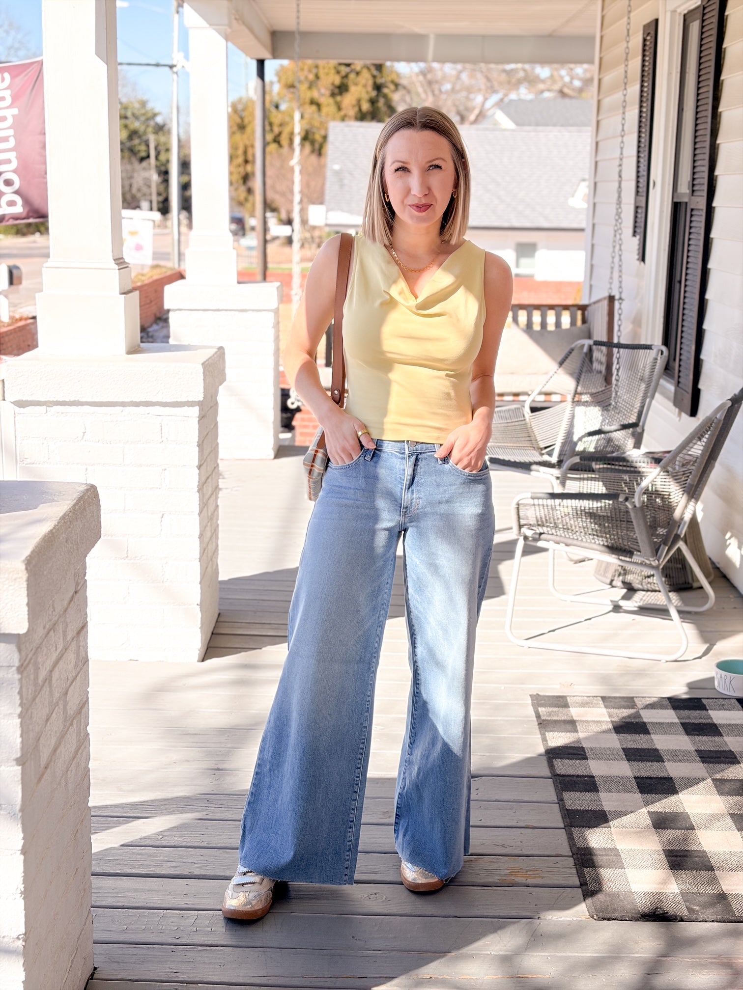 Yellow Cowl Neckline Top