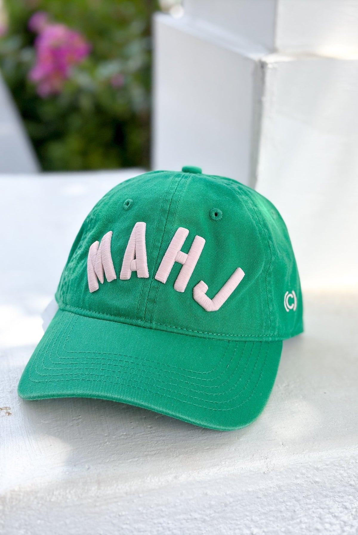 Rose & Lee Co MAHJ Cotton Dad Hat, Green/Dusty Rose Accessories