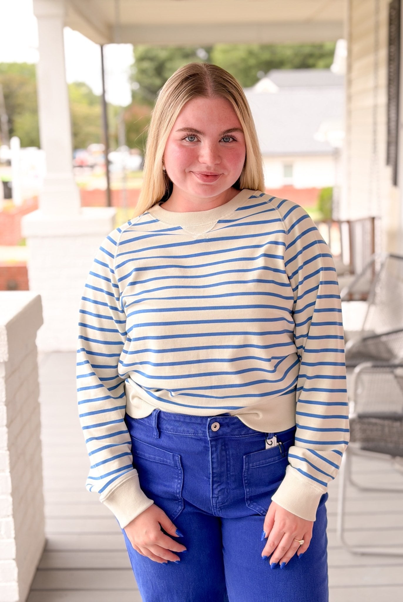 Rose & Lee Co Malibu Sweatshirt, Pop Blue Stripe Sweatshirt & Hoodies