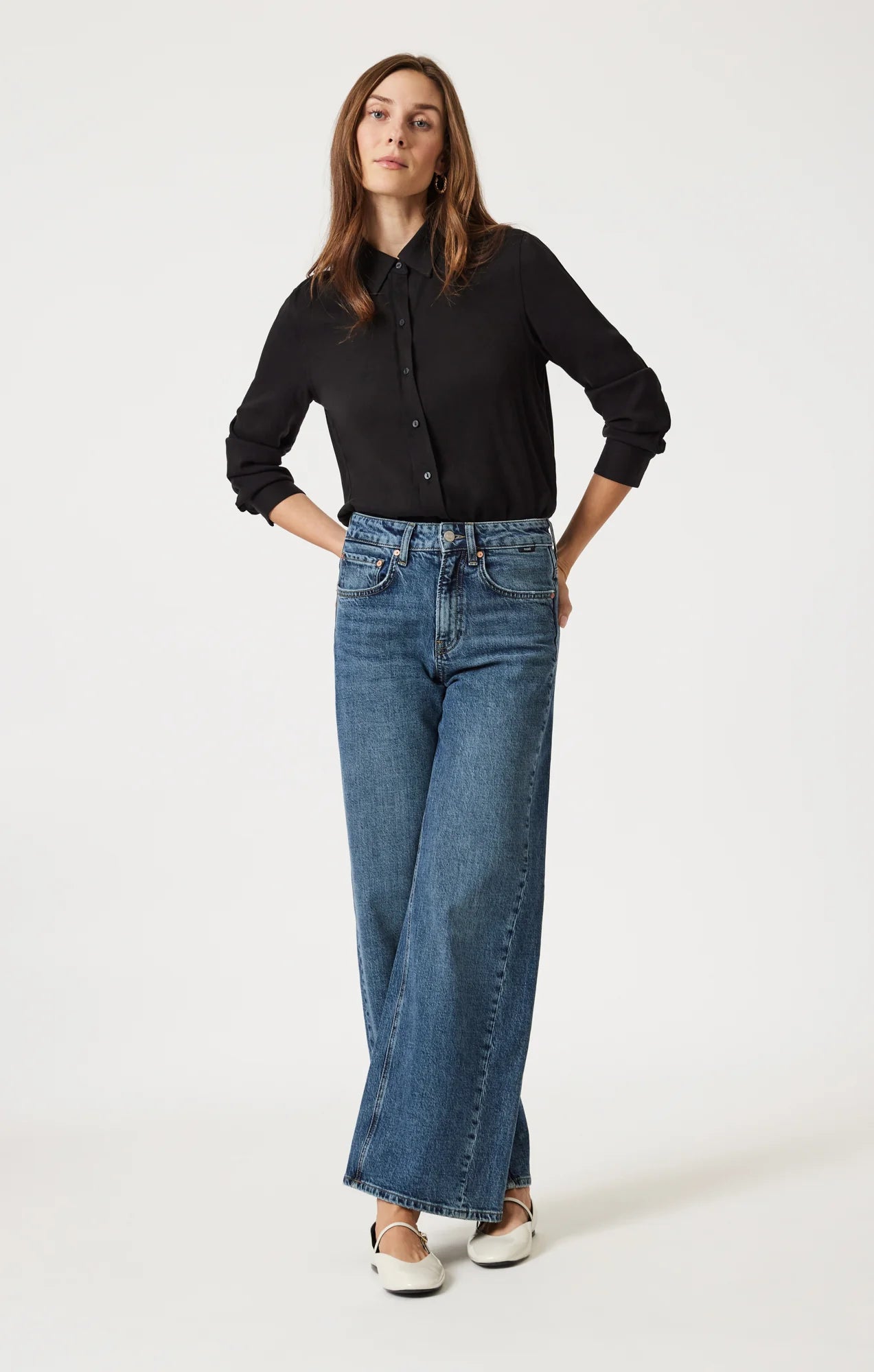 Mavi Siena Wide Leg Jeans Dark Classic Blue Tencel Vintage Cut Apex Boutique