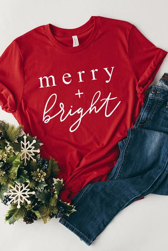 Merry + Bright Holiday Tee Apex Ethical Boutique