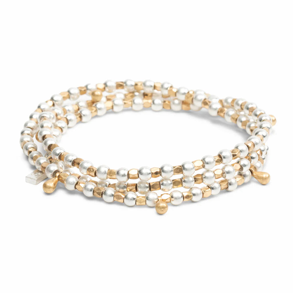Metal Wrap Classic Teardrop Bracelet, Silver & Gold