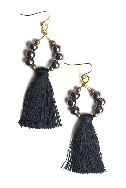 Rose & Lee Co Metallic Ceramic Tassel Earrings Earrings