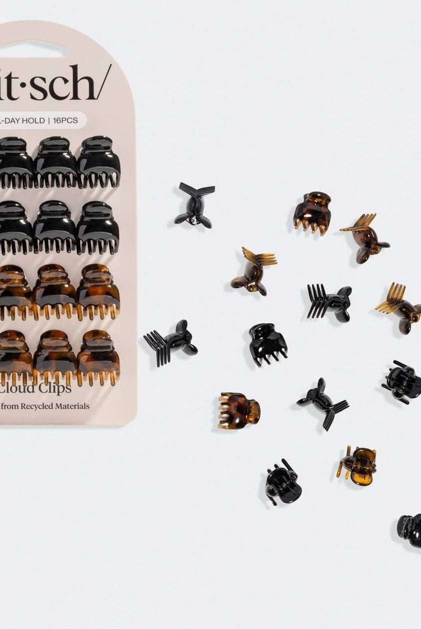 Rose & Lee Co Micro Cloud Clip 16 Piece Set, Black & Tort Accessories