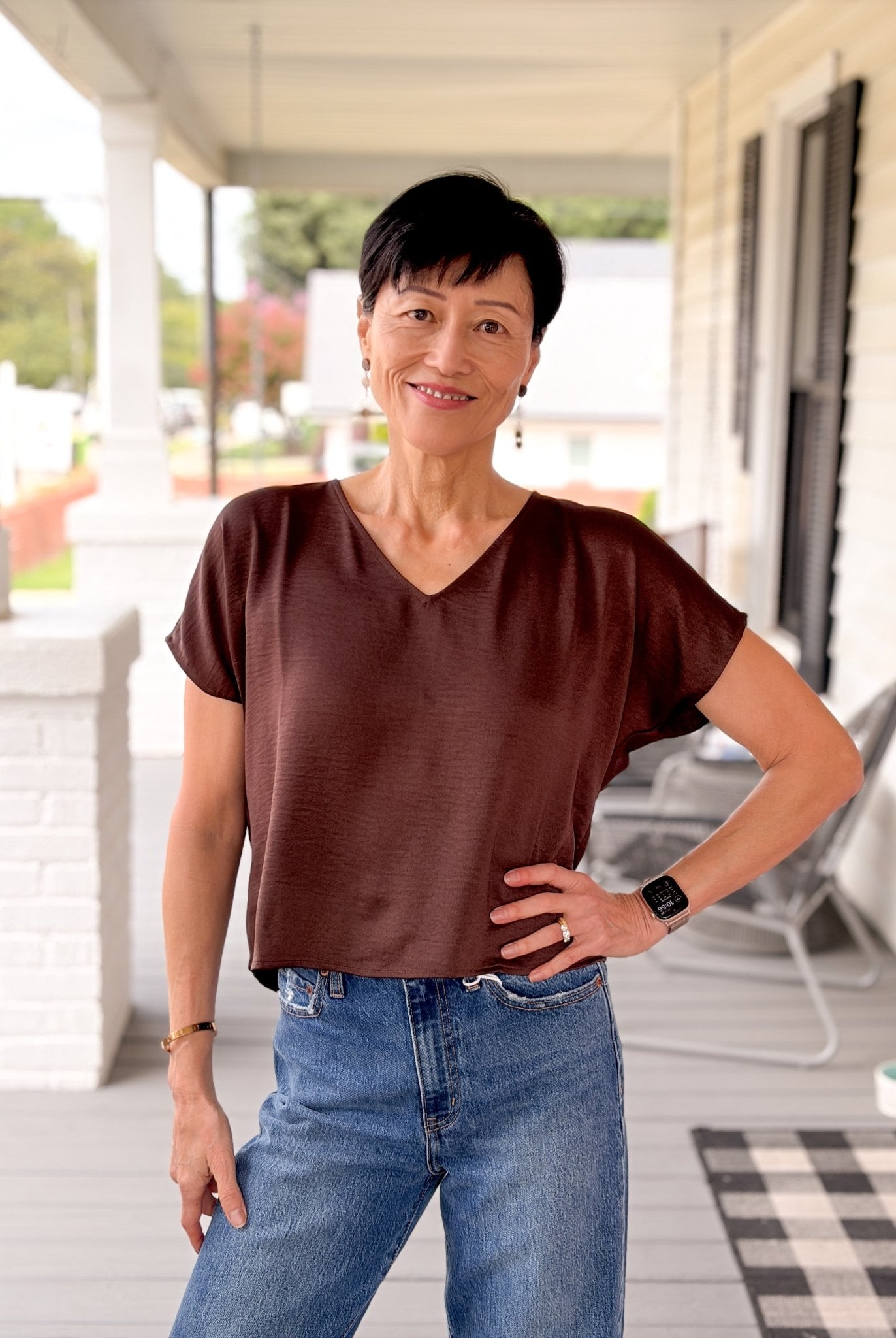 Rose & Lee Co Milana Top, Brown Work Tops