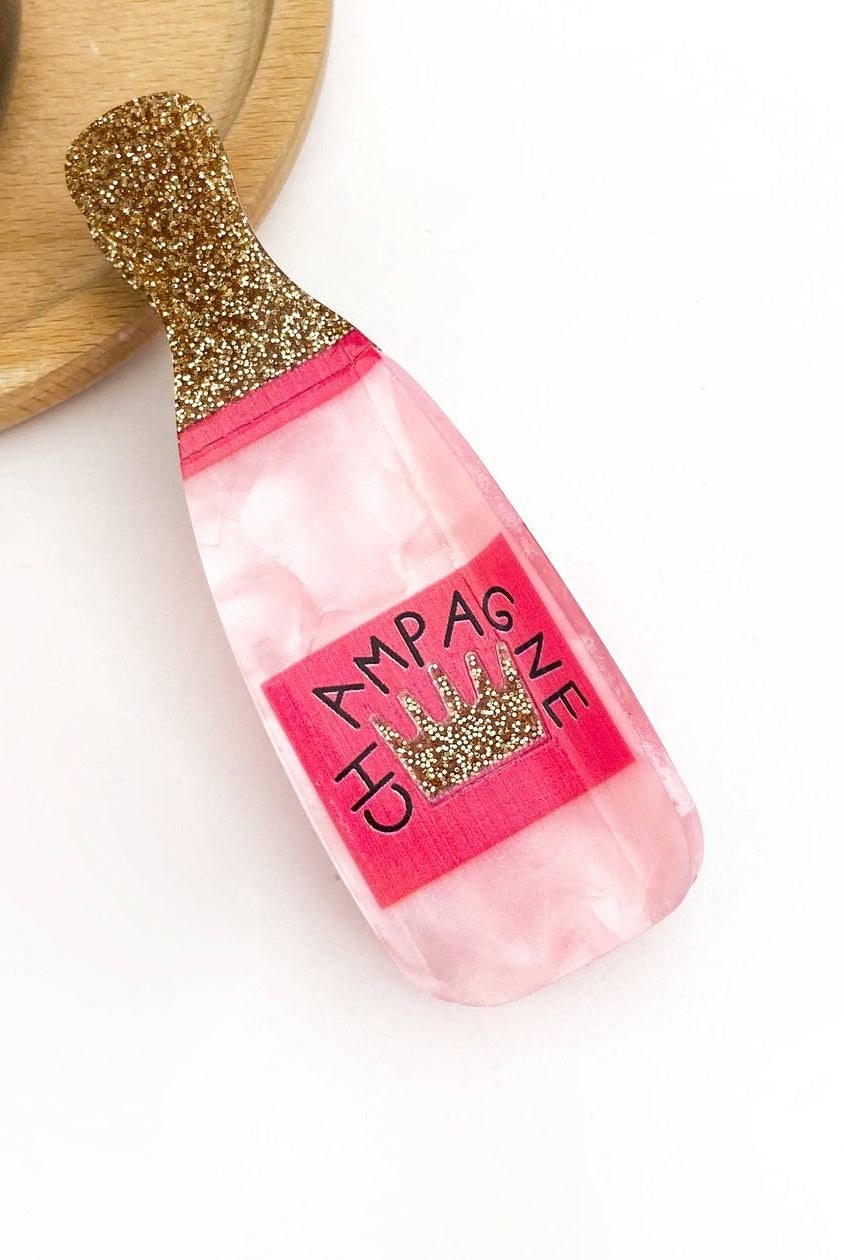 Rose & Lee Co Glitter Champagne Bottle Claw Clip Accessories