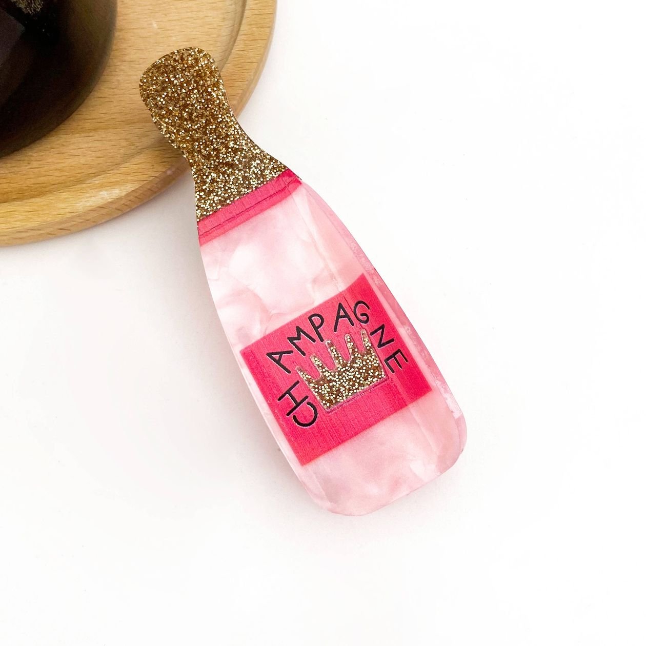 Rose & Lee Co Glitter Champagne Bottle Claw Clip Accessories