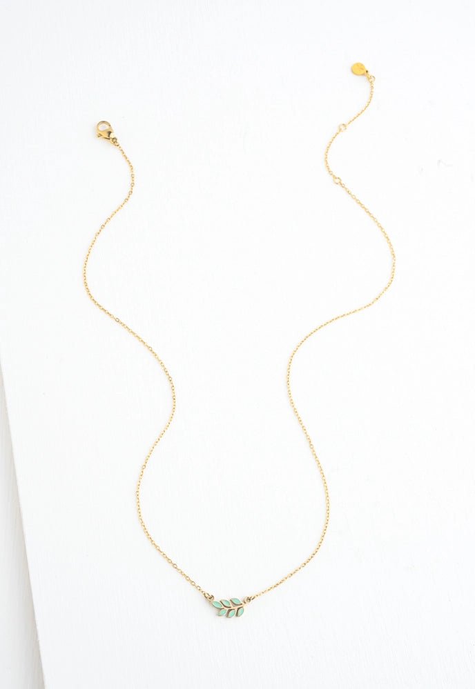 Rose & Lee Co Rowen Leaf Necklace, Mint Necklaces